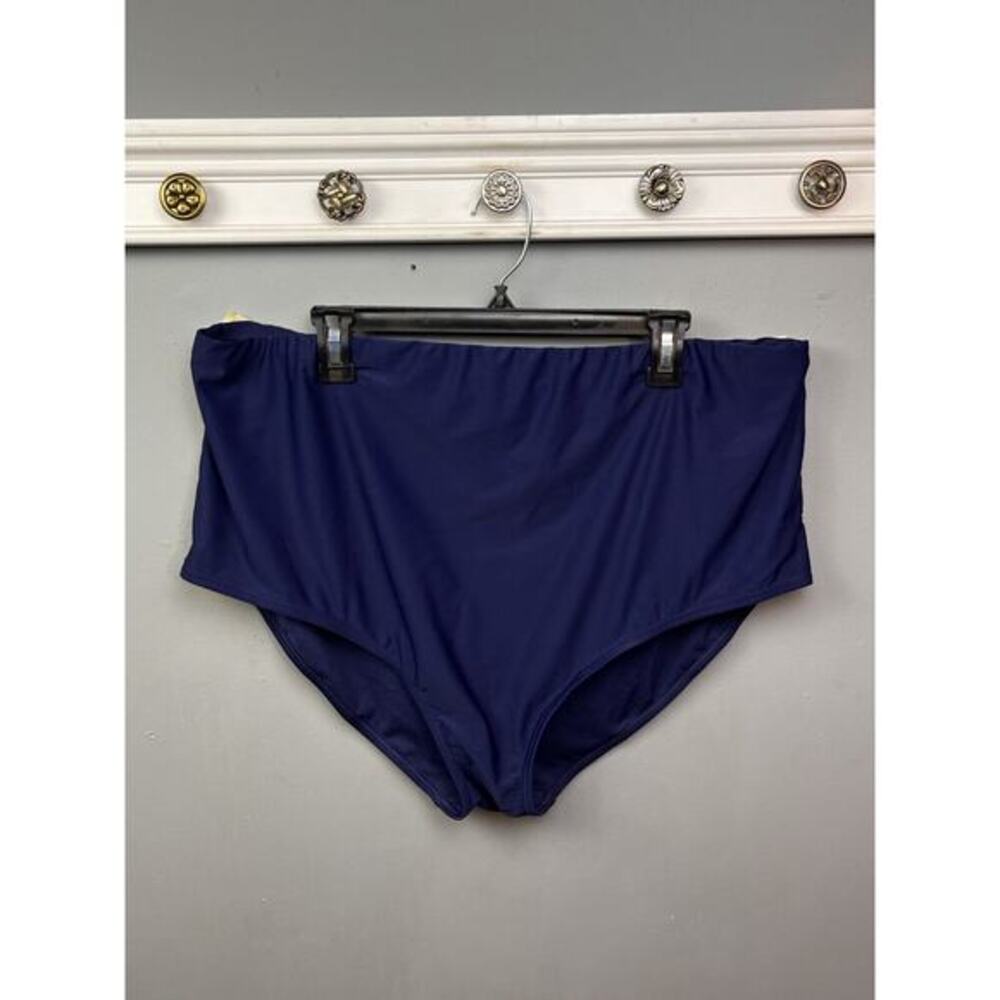 Croft Barrow Swim Bottoms Blue Womens Plus Size 3X High Waist